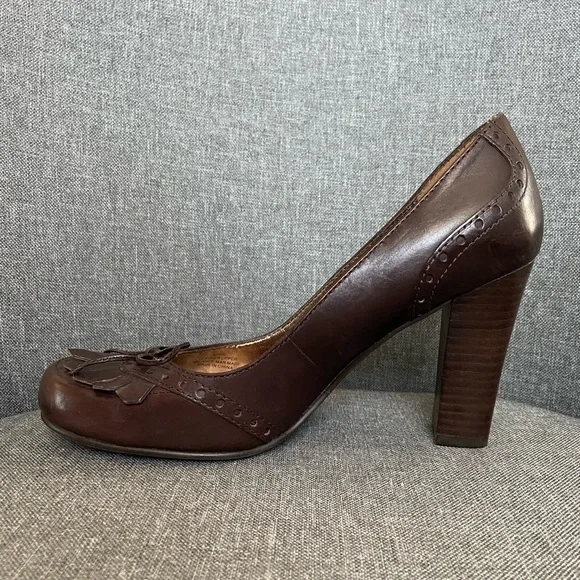 Marc Fisher Vintage Leather Heels Brown 6 - Picture 4 of 11